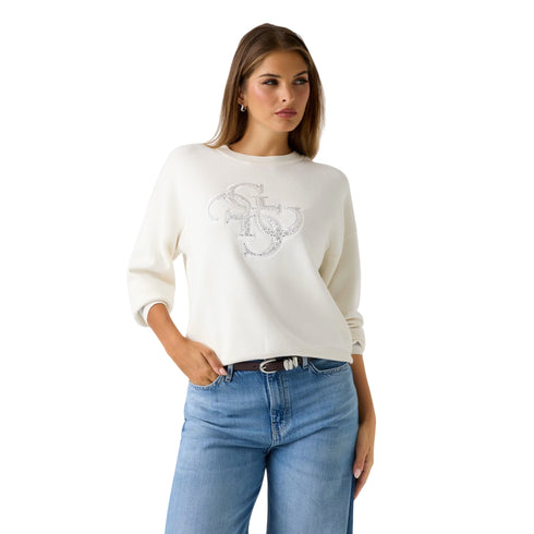 Maglia Donna realizzata in misto viscosa, con borchie decorative frontali